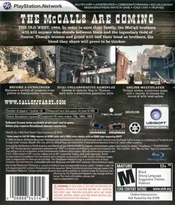 Call of Juarez - Bound in Blood (USA) (v1.01) (Disc) (Update) box cover back